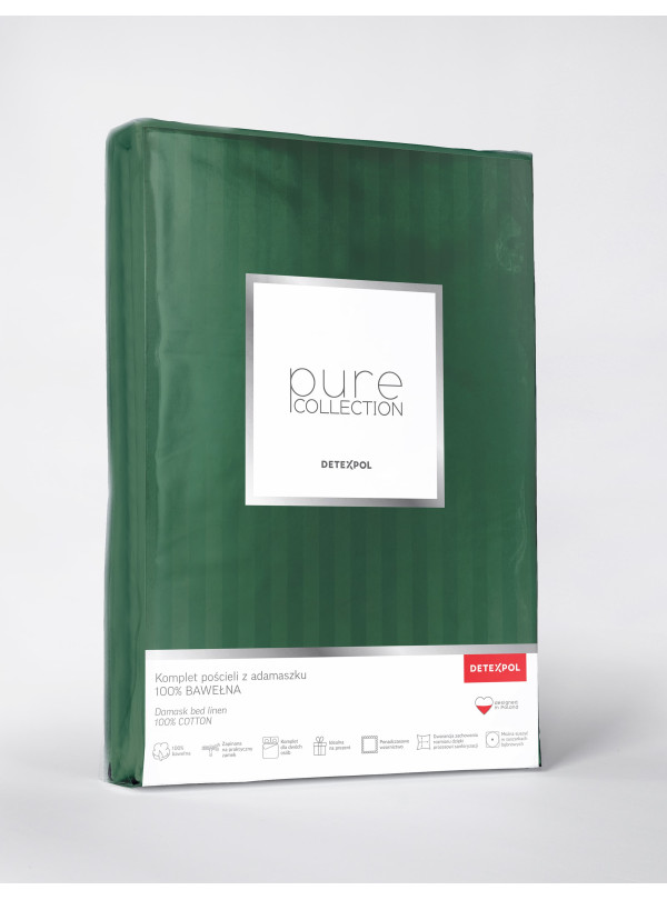 POŚCIEL 160x200 CIEMNOZIELONA Z ADAMASZKU