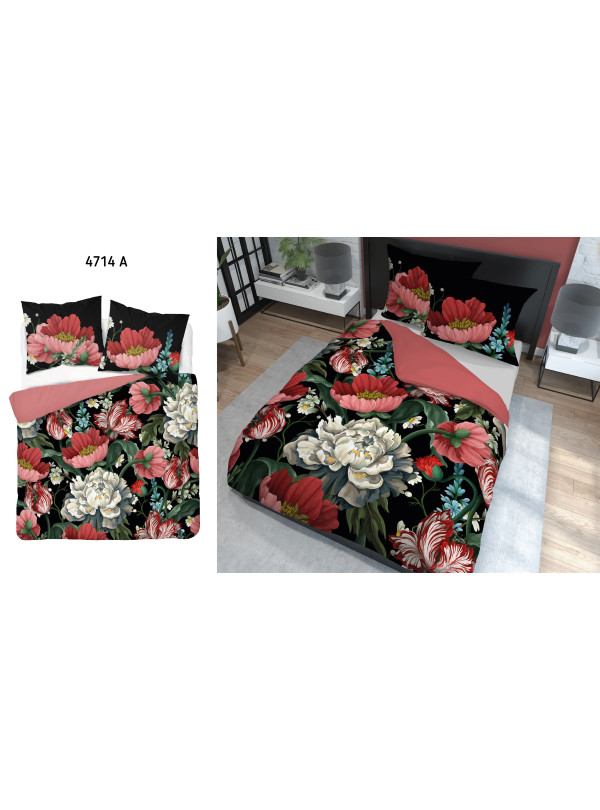 POŚCIEL BAWEŁNIANA 160x200 OBRAZ OLEJNY KWIATY