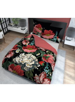 POŚCIEL BAWEŁNIANA 200x220 OBRAZ OLEJNY KWIATY