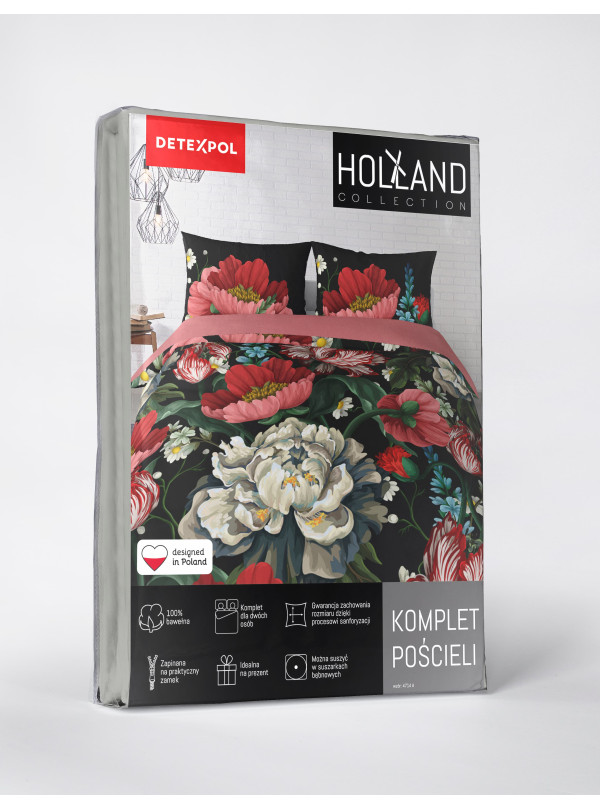 POŚCIEL BAWEŁNIANA 200x220 OBRAZ OLEJNY KWIATY