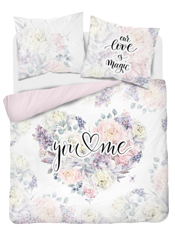 POŚCIEL 160x200 YOU AND ME DLA PARY NA PREZENT W KWIATY LOVE