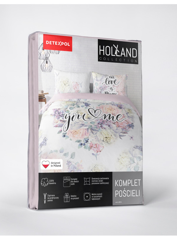 POŚCIEL 160x200 YOU AND ME DLA PARY NA PREZENT W KWIATY LOVE