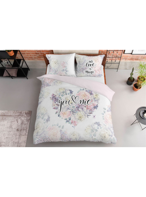POŚCIEL 160x200 YOU AND ME DLA PARY NA PREZENT W KWIATY LOVE