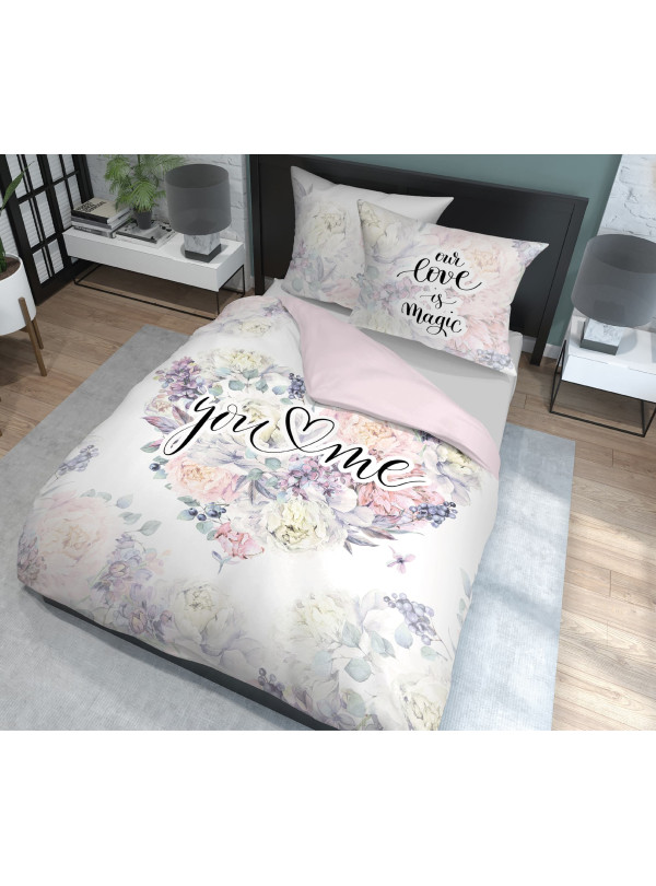 POŚCIEL 160x200 YOU AND ME DLA PARY NA PREZENT W KWIATY LOVE