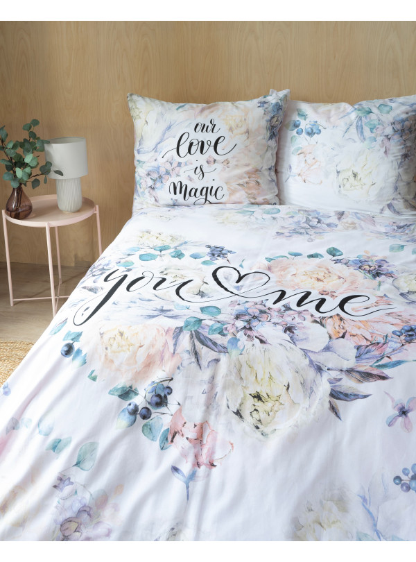 POŚCIEL 160x200 YOU AND ME DLA PARY NA PREZENT W KWIATY LOVE