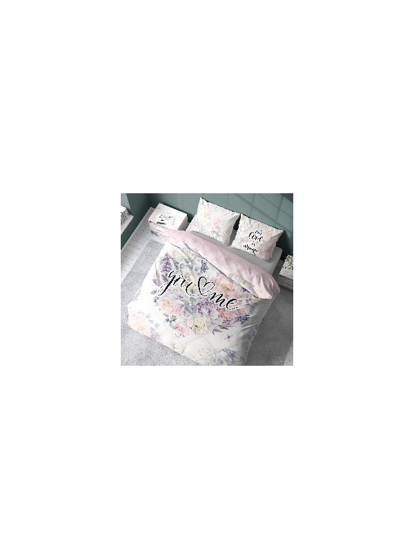 POŚCIEL 160x200 YOU AND ME DLA PARY NA PREZENT W KWIATY LOVE