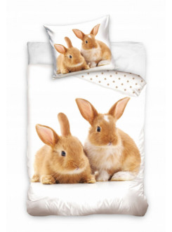 POŚCIEL BAWEŁNA 140x200 KRÓLIK SŁODKIE KRÓLICZKI