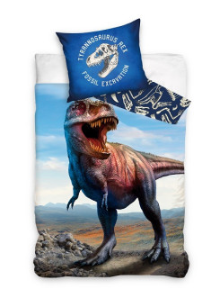 POŚCIEL 160x200 DINOZAUR TYRANOZAUR T-REX NIEBIESKI