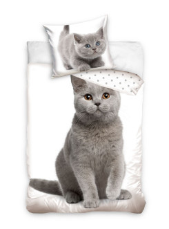 POŚCIEL BAWEŁNIANA 140x200 CM KOT KOTEK KICIUŚ
