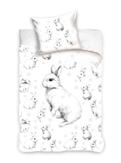 POŚCIEL BAWEŁNIANA DZIECIĘCA MŁODZIEŻOWA 160x200 CM KRÓLIK KRÓLICZEK