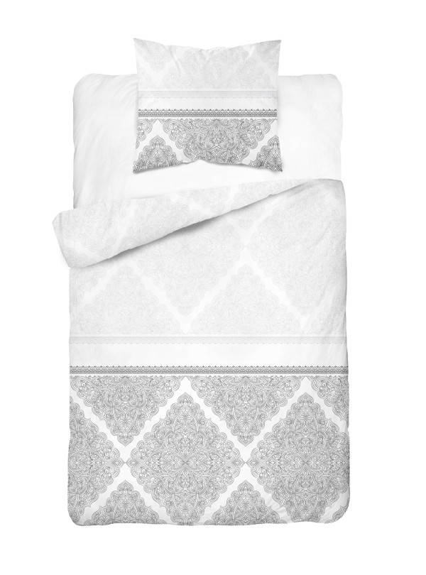 POŚCIEL FLANELOWA 200x220 GEOMETRYCZNA SZARA