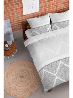 POŚCIEL FLANELOWA 200x220 GEOMETRYCZNA SZARA