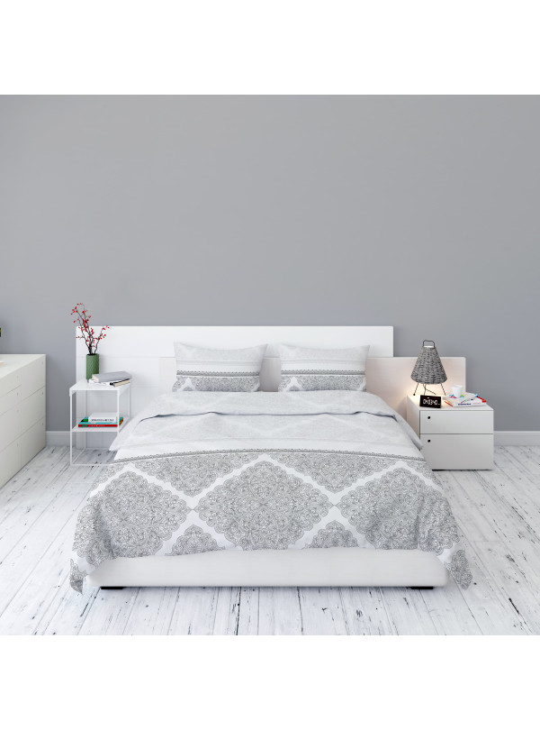 POŚCIEL FLANELOWA 200x220 GEOMETRYCZNA SZARA