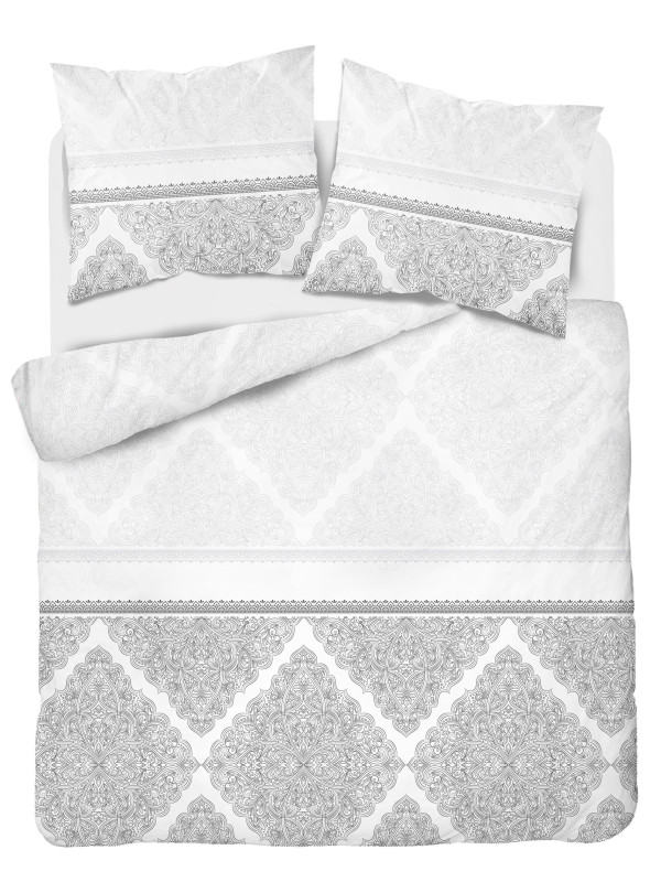 POŚCIEL FLANELOWA 200x220 GEOMETRYCZNA SZARA