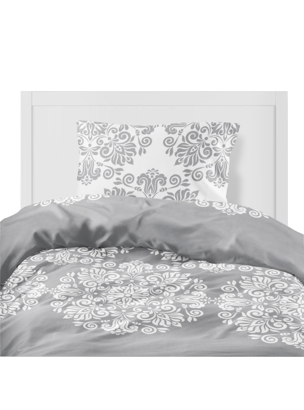 POŚCIEL FLANELOWA 160x200 SZARA GEOMETRYCZNA FLANELA