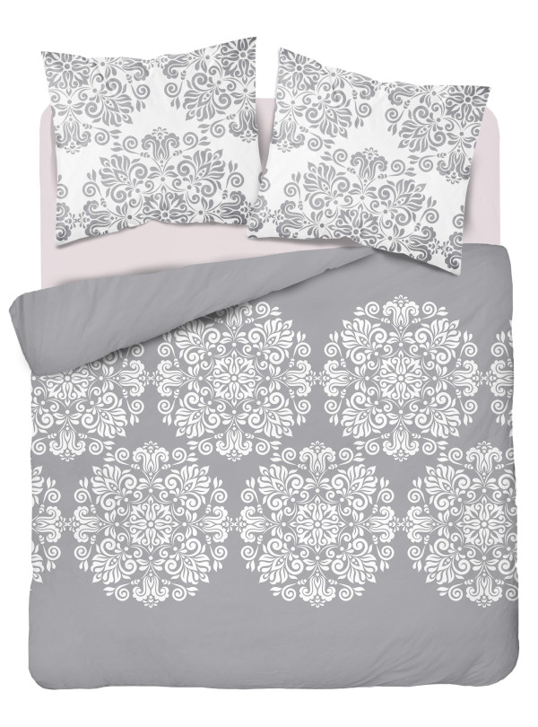 POŚCIEL FLANELOWA 160x200 SZARA GEOMETRYCZNA FLANELA