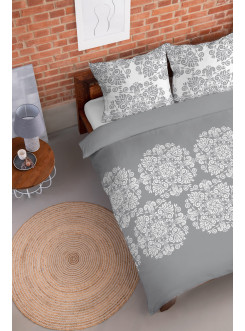 POŚCIEL FLANELOWA 160x200 SZARA GEOMETRYCZNA FLANELA