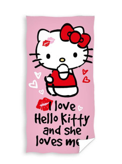 DUŻY RĘCZNIK KĄPIELOWY PLAŻOWY DZIECIĘCY 70x140 HELLO KITTY KOT KOTEK