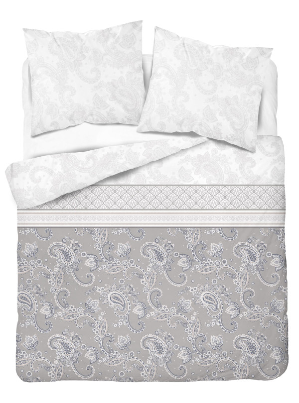 POŚCIEL FLANELOWA 160x200 SZARA W KWIATY