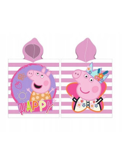 RĘCZNIK ŚWINKA PEPPA 55x110 PONCHO Z KAPTUREM RÓŻOWE