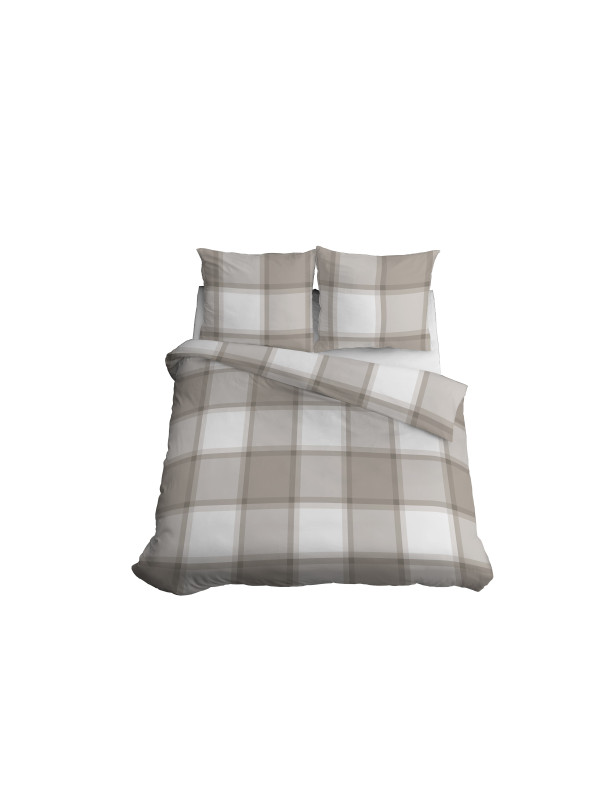POŚCIEL BAWEŁNIANA 180x200 W KRATĘ SZARA