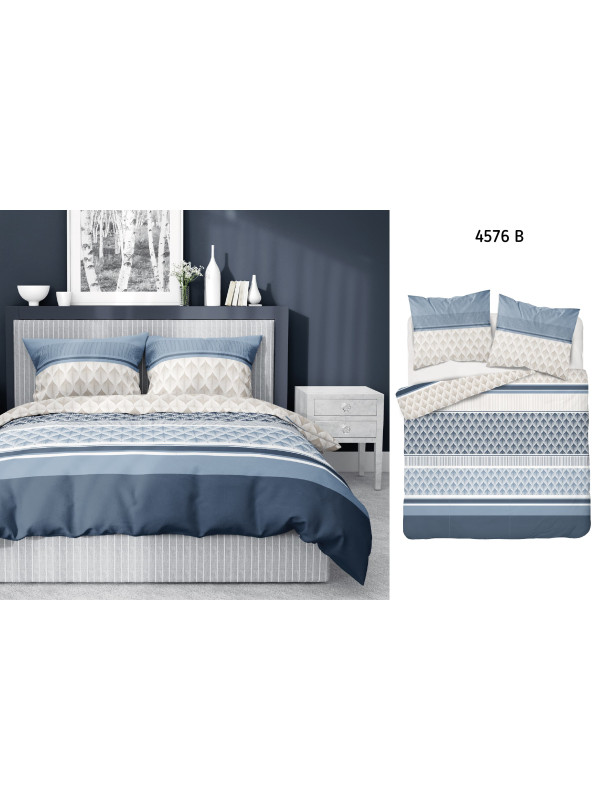 POŚCIEL BAWEŁNIANA 180x200 NIEBIESKA