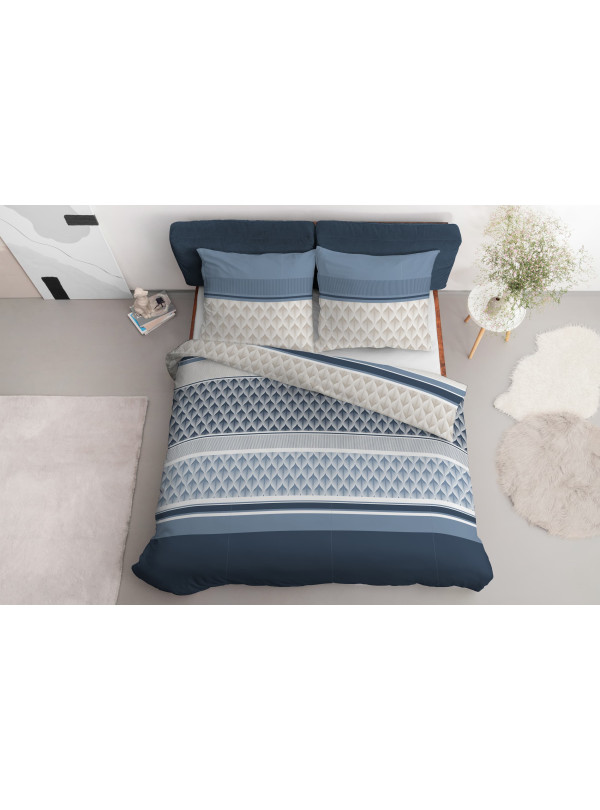 POŚCIEL BAWEŁNIANA 180x200 NIEBIESKA