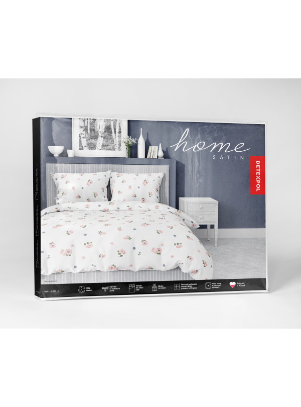 POŚCIEL SATYNA BAWEŁNIANA 200x220 RÓŻOWE KWIATKI