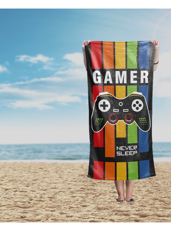 DUŻY RĘCZNIK BAWEŁNIANY KĄPIELOWY PLAŻOWY 70x140 DLA GRACZA GAMER