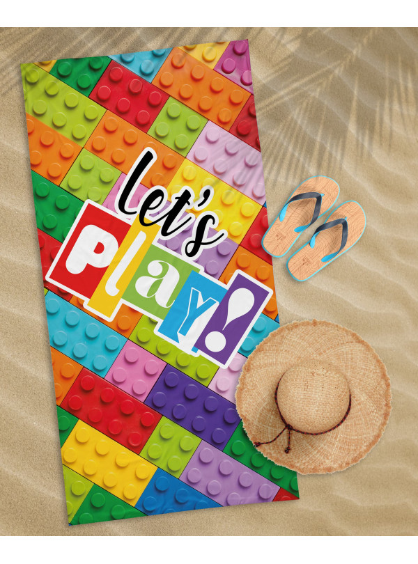 DUŻY RĘCZNIK BAWEŁNIANY KĄPIELOWY PLAŻOWY 70x140 KLOCKI LETS PLAY