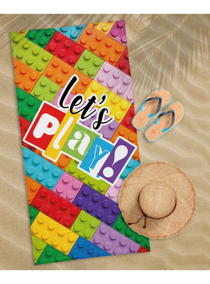 DUŻY RĘCZNIK BAWEŁNIANY KĄPIELOWY PLAŻOWY 70x140 KLOCKI LETS PLAY