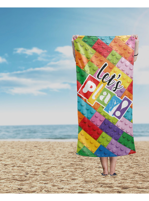 DUŻY RĘCZNIK BAWEŁNIANY KĄPIELOWY PLAŻOWY 70x140 KLOCKI LETS PLAY