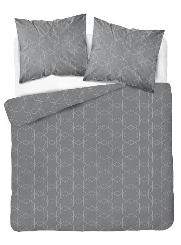 POŚCIEL SATYNA BAWEŁNIANA 200x220 SZARA GEOMETRYCZNY WZÓR
