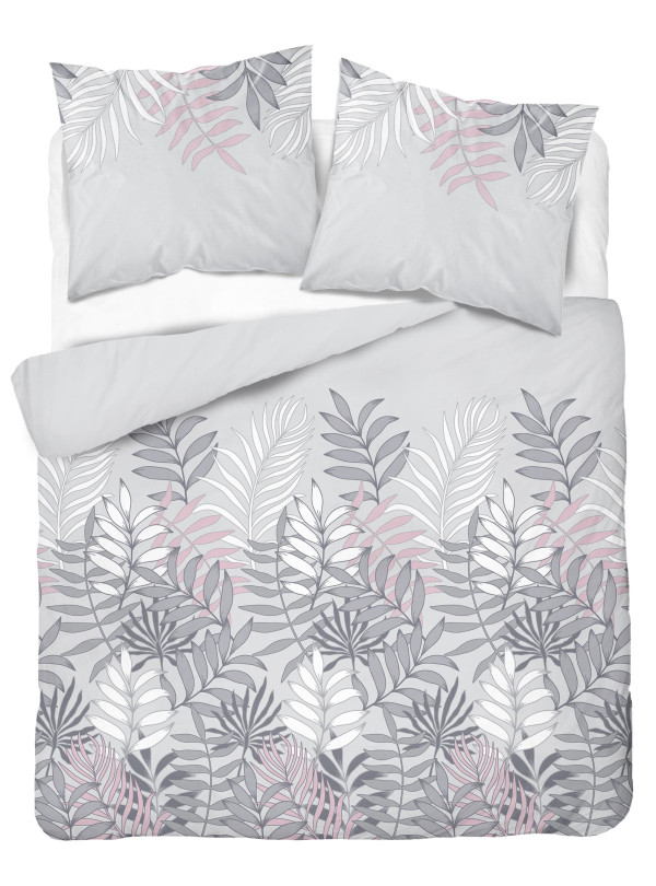 POŚCIEL SATYNA BAWEŁNIANA 160x200 SZARA W KWIATY