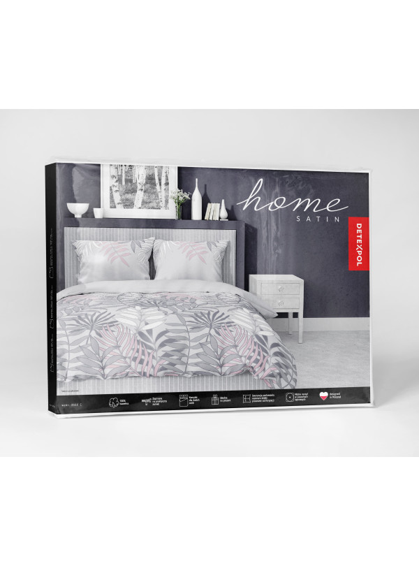 POŚCIEL SATYNA BAWEŁNIANA 160x200 SZARA W KWIATY