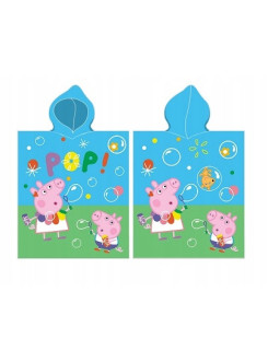 RĘCZNIK ŚWINKA PEPPA 55x110 PONCHO Z KAPTUREM BAŃKI
