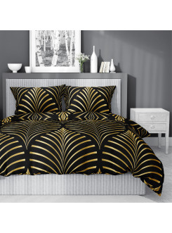 POŚCIEL BAWEŁNIANA 200x220 CZARNO ZŁOTA