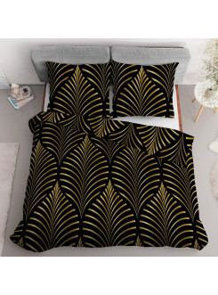 POŚCIEL BAWEŁNIANA 200x220 CZARNO ZŁOTA 2