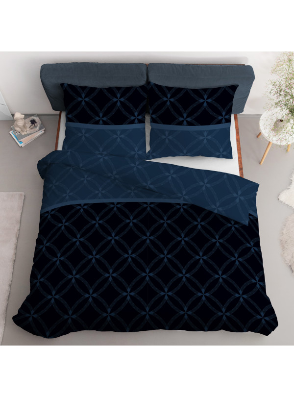 POŚCIEL SATYNA BAWEŁNIANA 160x200 NIEBIESKA