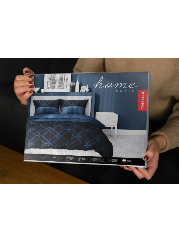 POŚCIEL SATYNA BAWEŁNIANA 160x200 NIEBIESKA