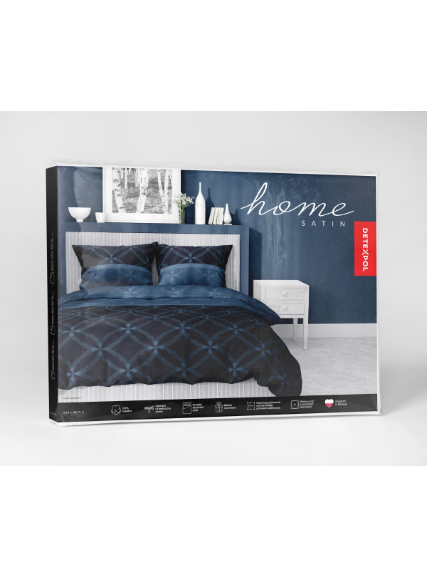 POŚCIEL SATYNA BAWEŁNIANA 160x200 NIEBIESKA