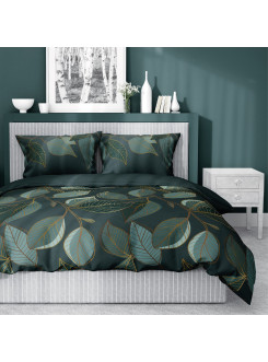 POŚCIEL SATYNA BAWEŁNIANA 180x200 LIŚCIE
