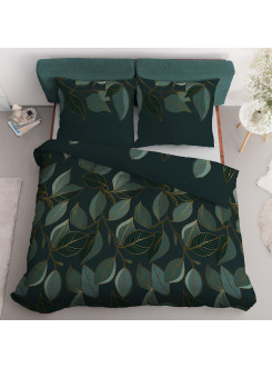 POŚCIEL SATYNA BAWEŁNIANA 180x200 LIŚCIE 2