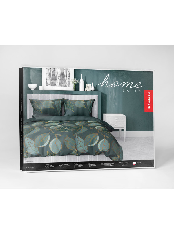 POŚCIEL SATYNA BAWEŁNIANA 180x200 LIŚCIE