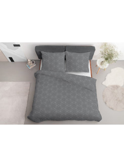 POŚCIEL SATYNA BAWEŁNIANA 200x220 SZARA GEOMETRYCZNY WZÓR 2