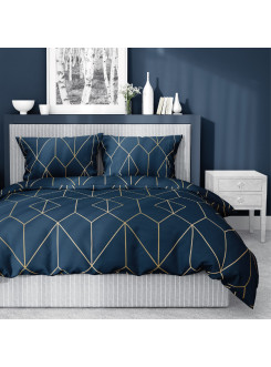 POŚCIEL SATYNA BAWEŁNIANA 160x200 GRANATOWA