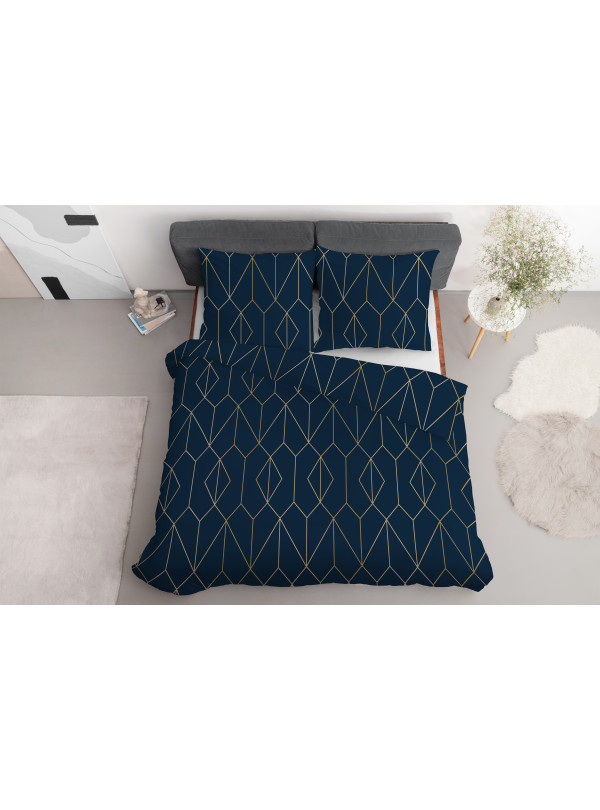 POŚCIEL SATYNA BAWEŁNIANA 160x200 GRANATOWA