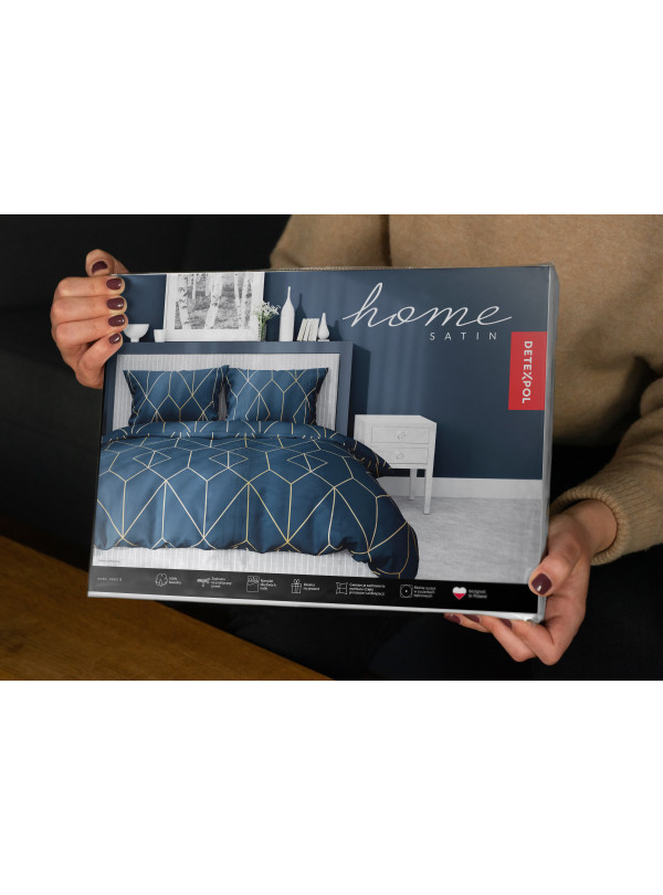 POŚCIEL SATYNA BAWEŁNIANA 160x200 GRANATOWA