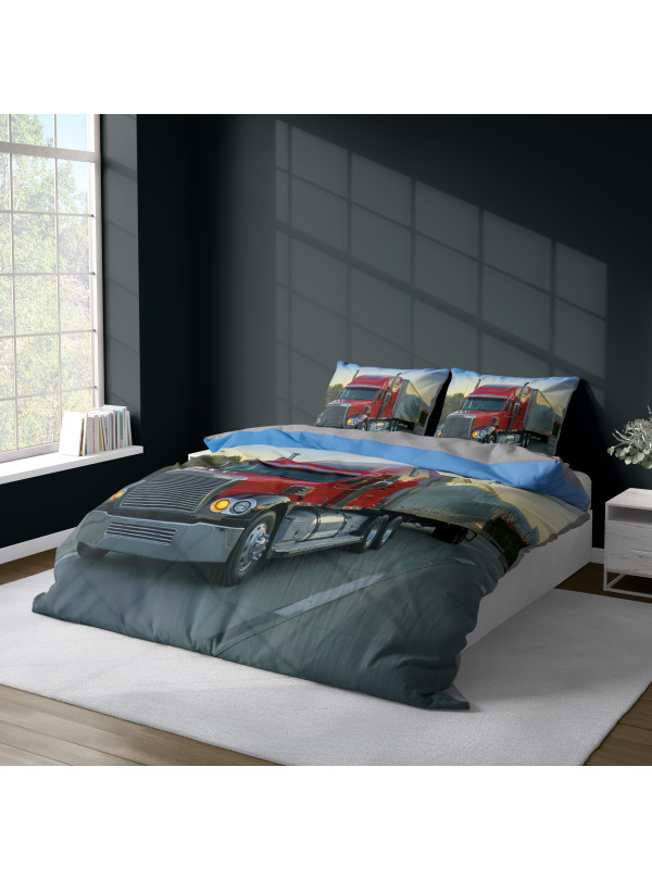 KOMPLET POŚCIELI 160x200 DWUSTRONNA 3D CIĘŻARÓWKA 4367