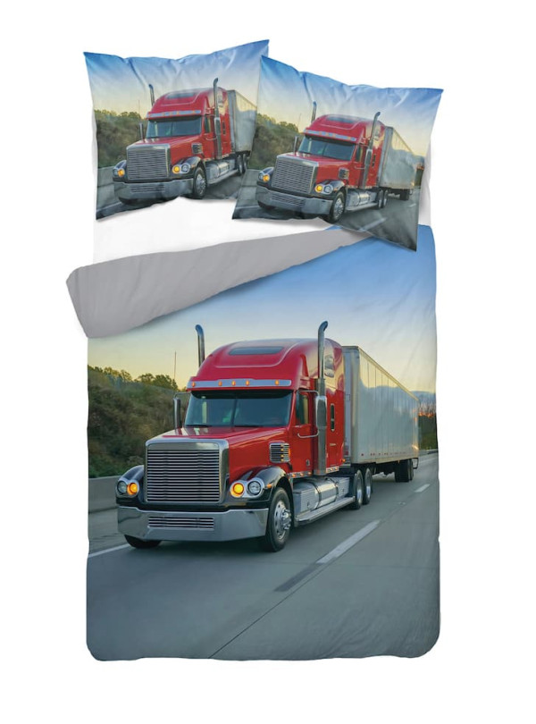 KOMPLET POŚCIELI 160x200 DWUSTRONNA 3D CIĘŻARÓWKA 4367